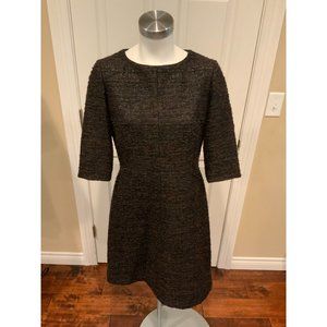 Isoude Brown & Black Tweed Dress w/ 3/4 Sleeve, Size Small